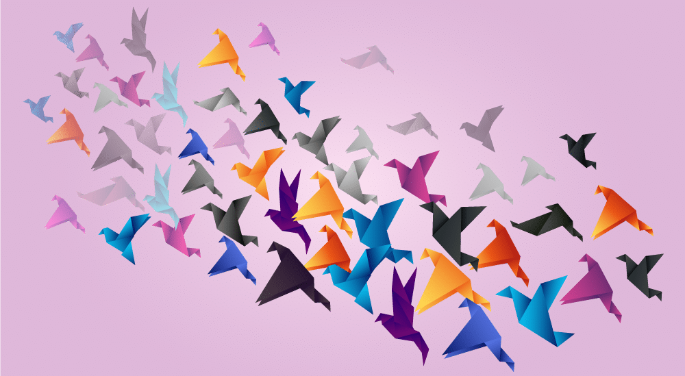 migration flying origami birds